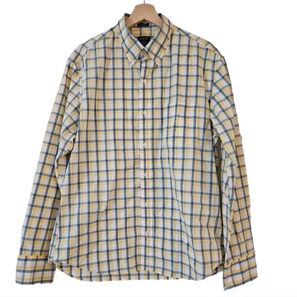 J. Crew Men's Slim Untucked Performance Casual Plaid Work Long Sleeve Shirt L - Picture 1 of 10